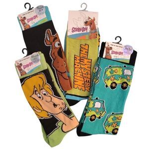WB 4 Pairs Colorful Neon Scooby Doo Printed Crew Socks NWT